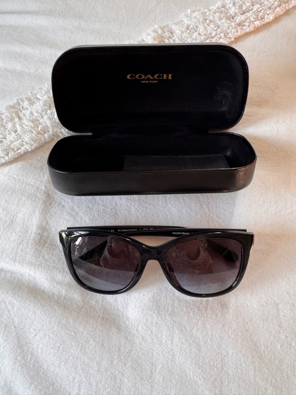 Coach Women's Black Sunglasses with Gradient Smoke Lenses